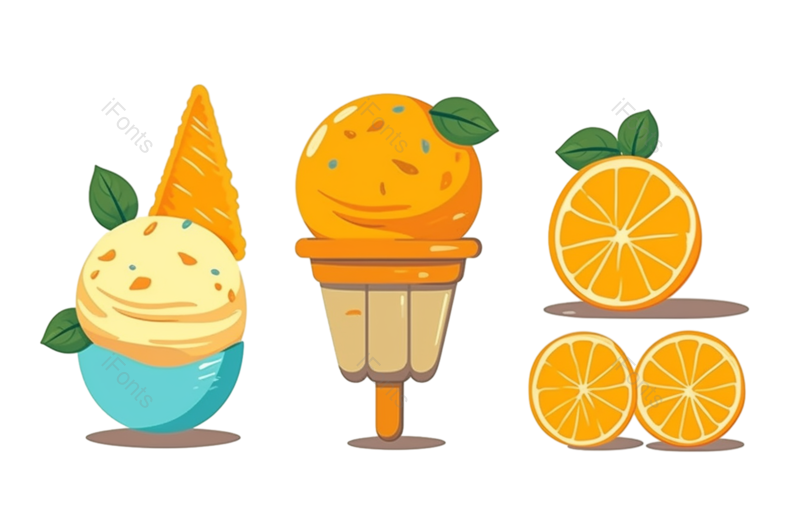 元素图片,夏天元素,甜品PNG,冰爽免抠素材